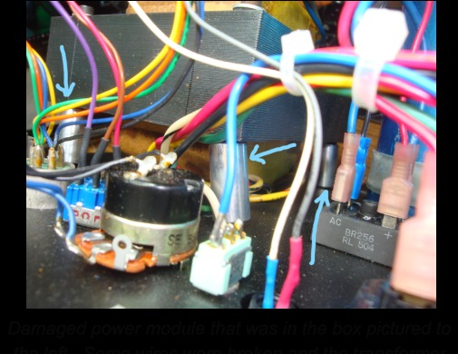 Damaged power module and bent transformer mounts